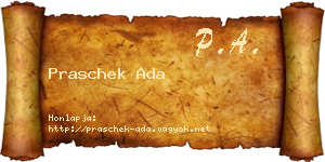 Praschek Ada névjegykártya